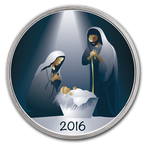 1 oz Silver Colorized Round - APMEX (Nativity Night Lights) 1 oz Silver Colorized Round - APMEX (Nativity Night Lights)